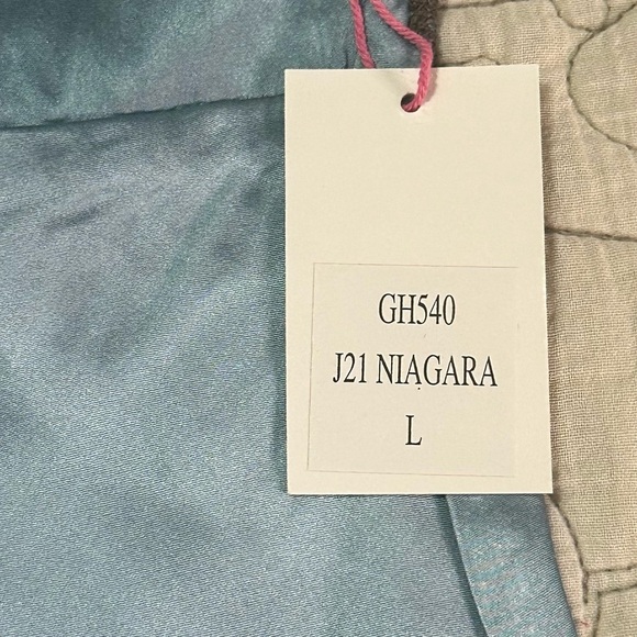 NEW Gold Hawk Two Tone V-Back Lace Chemise Silk Cami L Niagara Blue Brown Lace - Picture 3 of 8